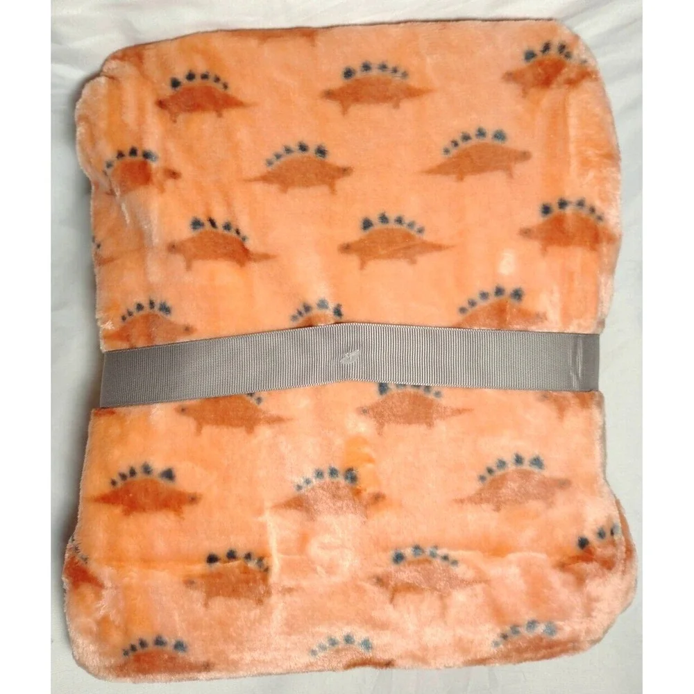 Hudson Baby Orange Dinosaur Blanket Security Lovey‎ 2pc Set Stegosaurus Gray NWT